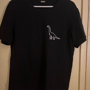Black T-Shirt with Dinosaur Graphic